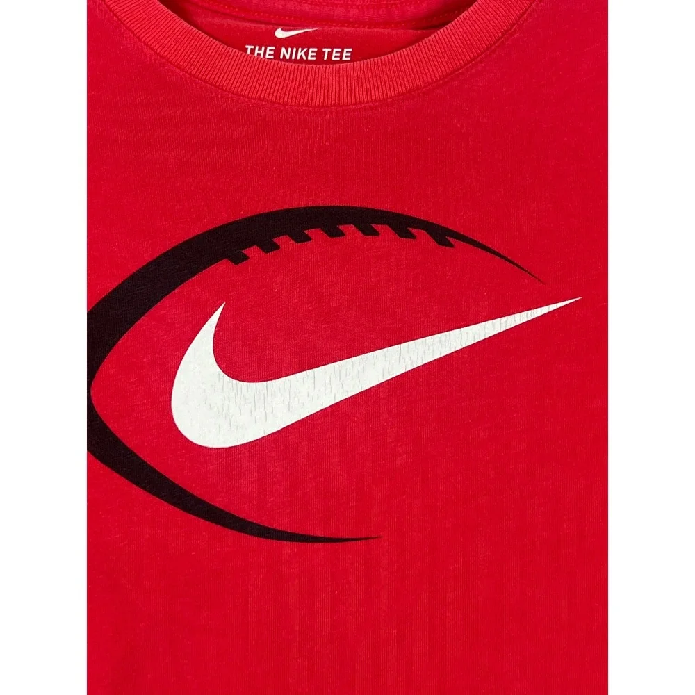 Nike Kids Red Black Football White Logo Short Sleeve Shirt Boys Large Sportswear